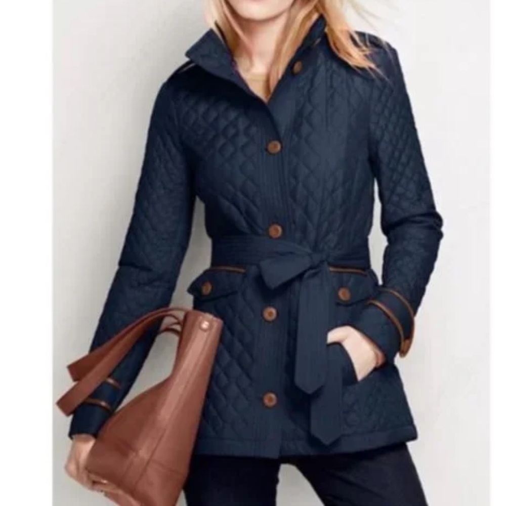 Land’s’ End Quilted Primaloft Parka in Blue Size Small